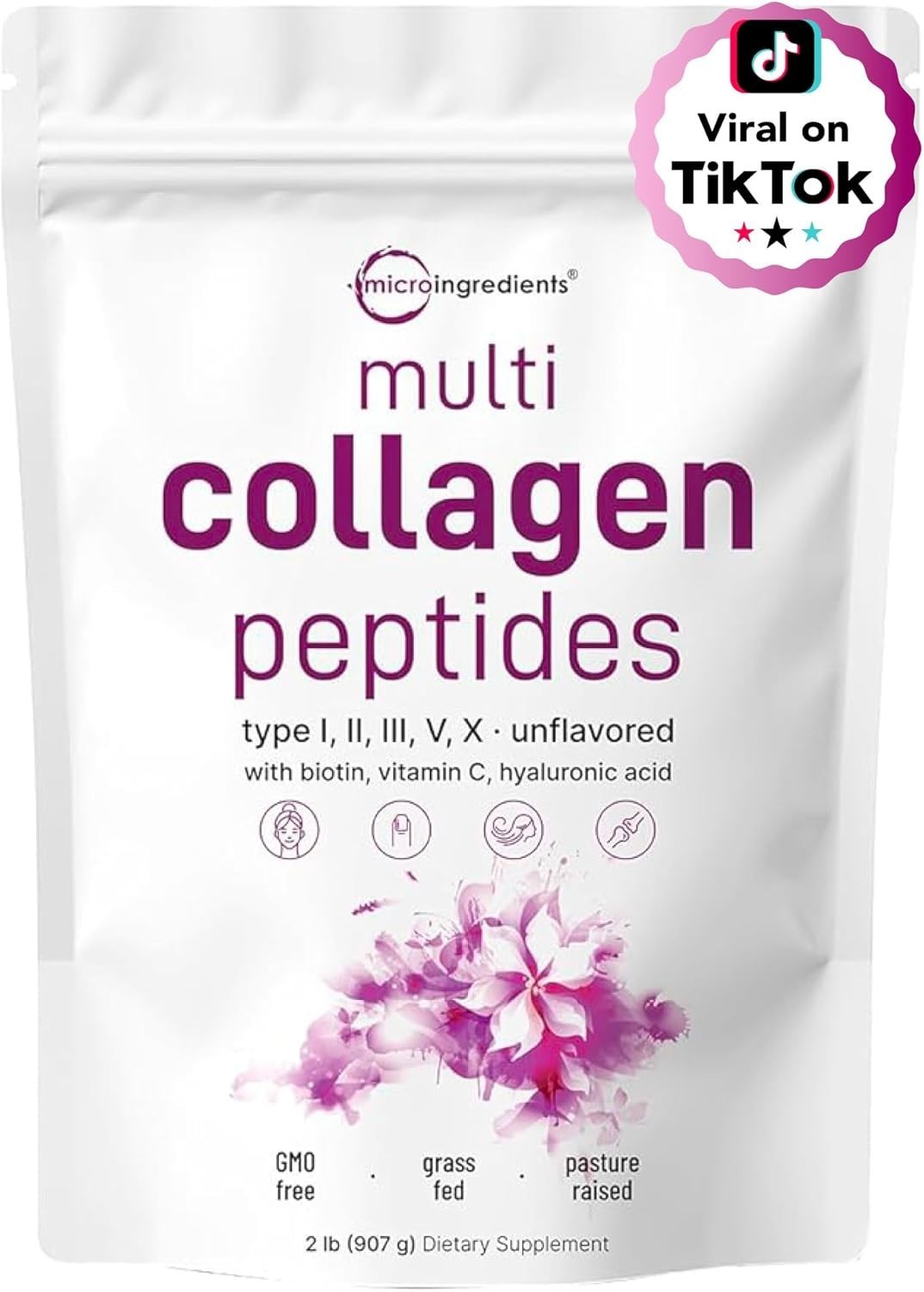 Micro Ingredients Multi Collagen Peptides Powder, 2lb - Collagen Supplements product image