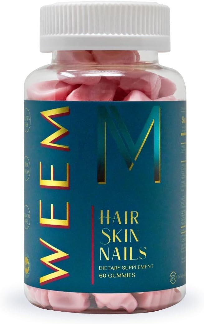 WEEM Hair Skin and Nails Gummies - Supports Healthy Hair - Vegan biotin Vitamins - Hair Growth Supplements product image