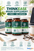 3x ThinkEase Brain Supplement 360 Capsules | Memory, Clarity Focus Performance - Brain & Focus Supplements product image
