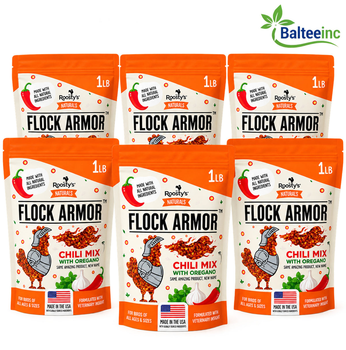 6x Roosty'S Naturals Flock Armor - Chicken De-Wormer Powder - Chili Mix (6 PACK) - Poultry Deworming Supplements product…
