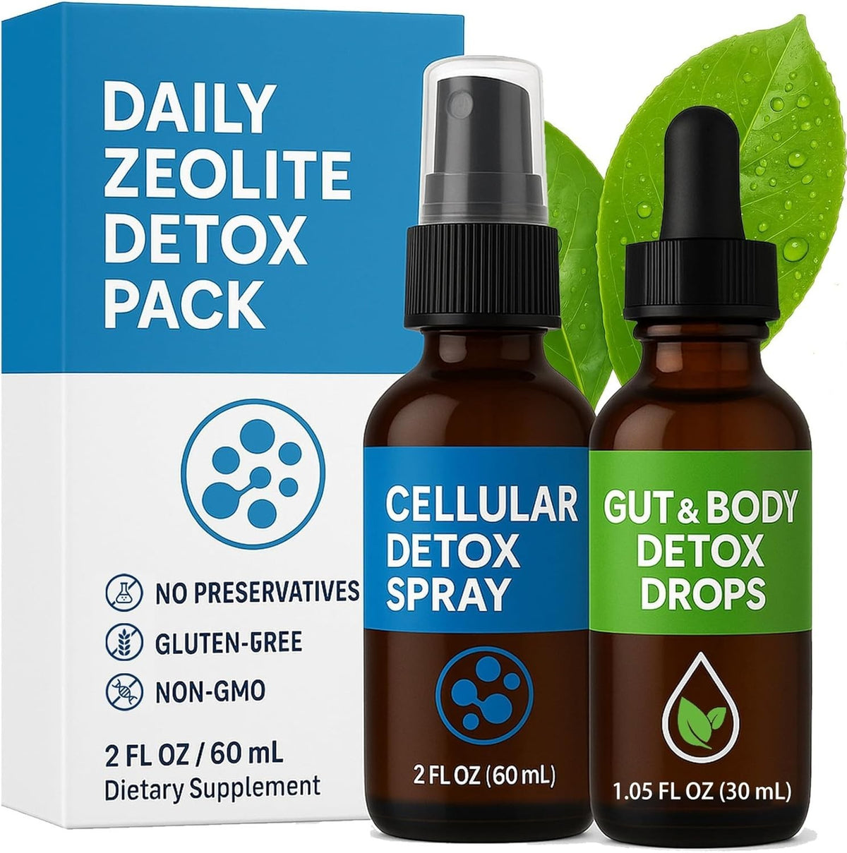 Zeolite Detox Pack for Adults, Advanced Clinoptilolite Zeolite Liquid Drops a - Detox Supplements product image
