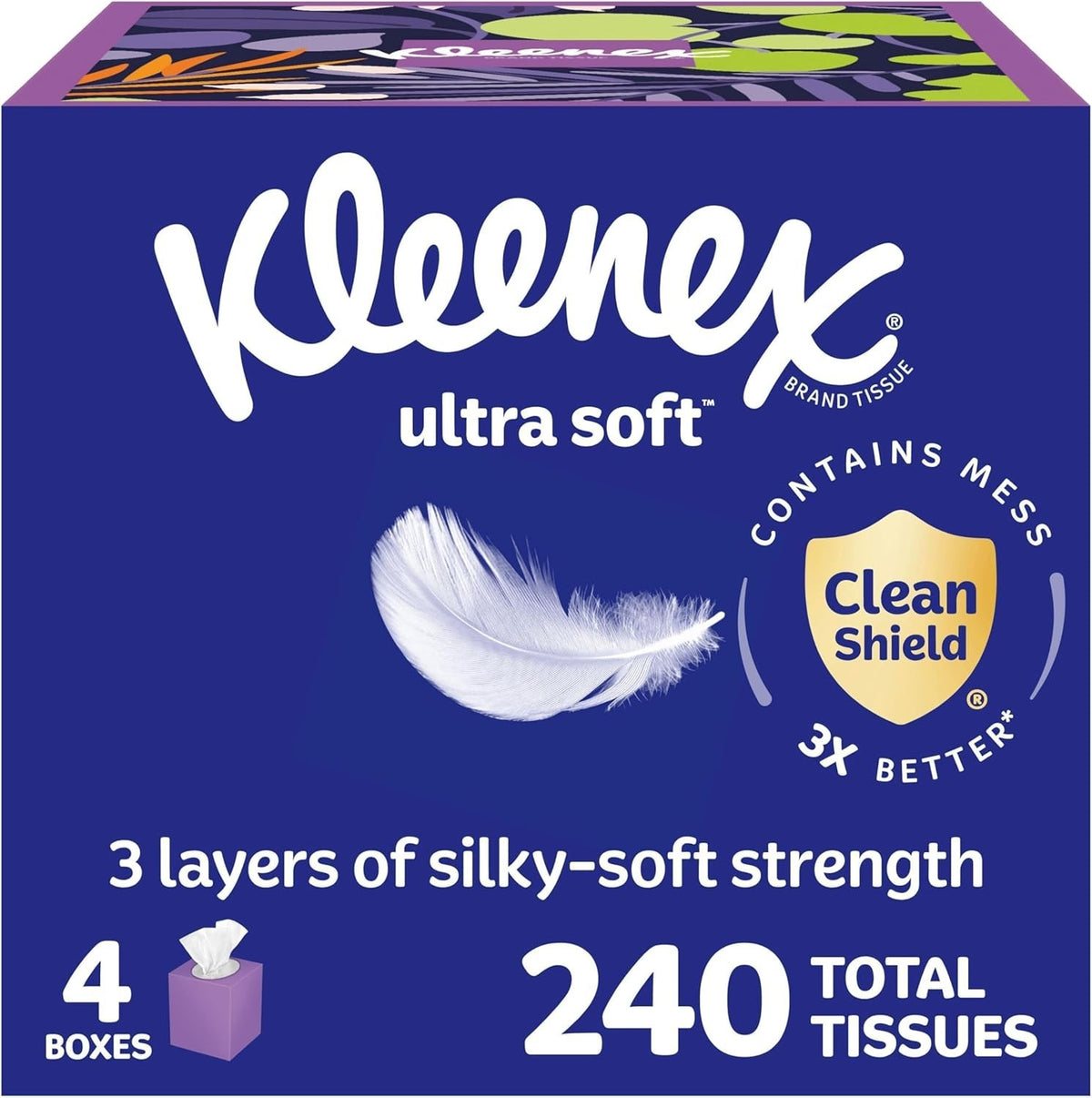 Kleenex Ultra Soft Facial Tissues, 4 Cube Boxes, 60 Tissues per Box, 3-Ply (240 - Facial Tissues product image