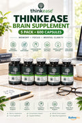 5X ThinkEase Brain Supplement 600 Capsules Memory Focus Clarity Nootropic - Brain & Focus Supplements product image
