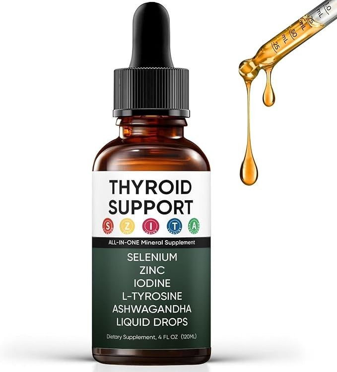 Kindled Thyroid Support Liquid Drops with Selenium Zinc Iodine Ashwagandha 4oz - Herbal Supplements product image