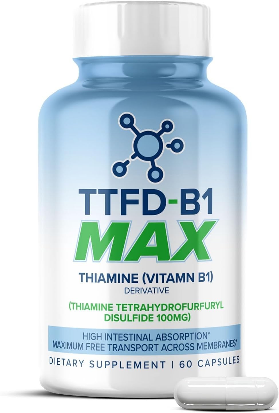 TTFD Thiamine B1 60 Caps High-Potency Vitamin B1 Energy Nerve Support - Vitamin B Supplements product image