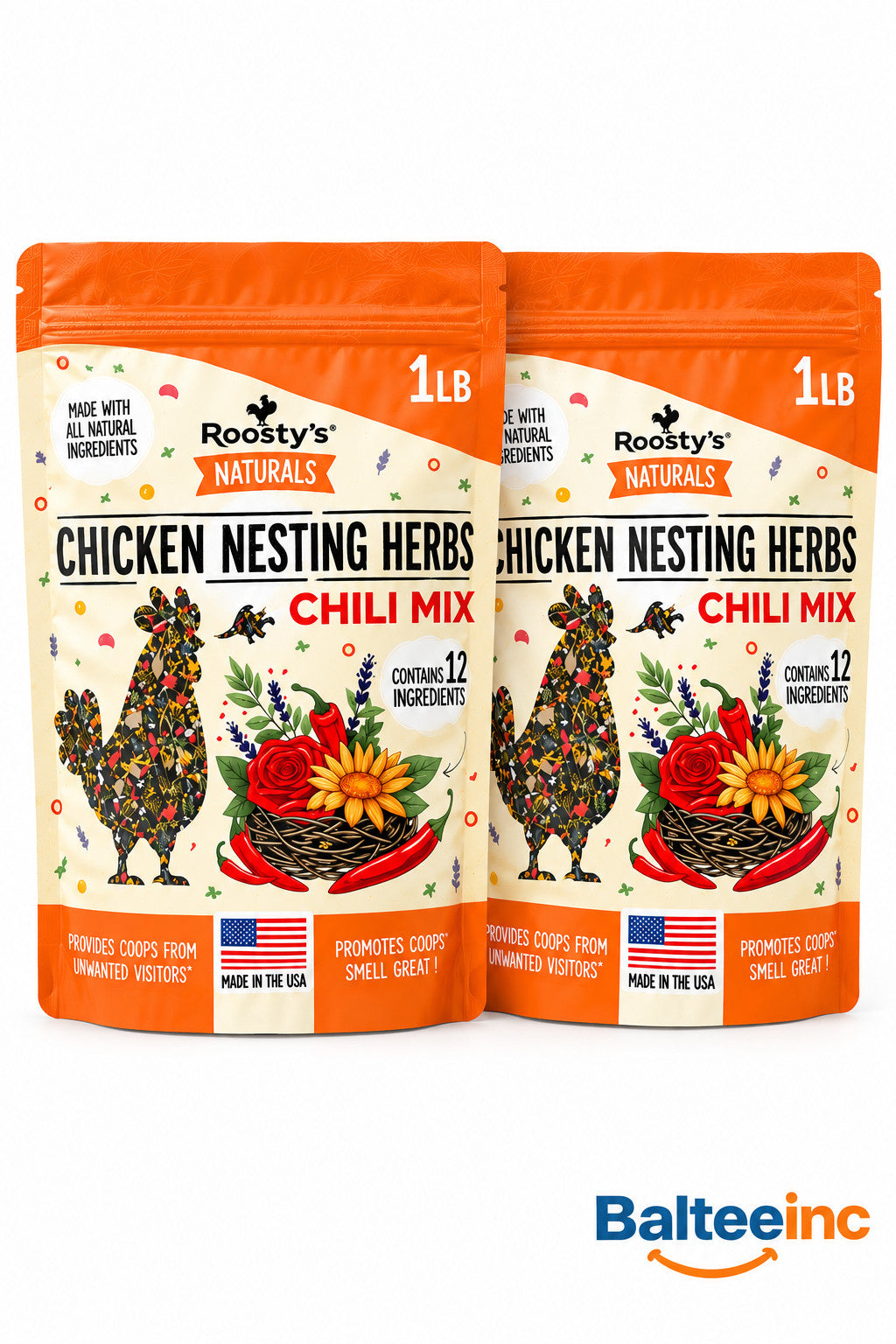 Roosty's Naturals Chicken Nesting Herbs Chili Mix 1 lb (2 pack) - Chicken Feed Supplements product image