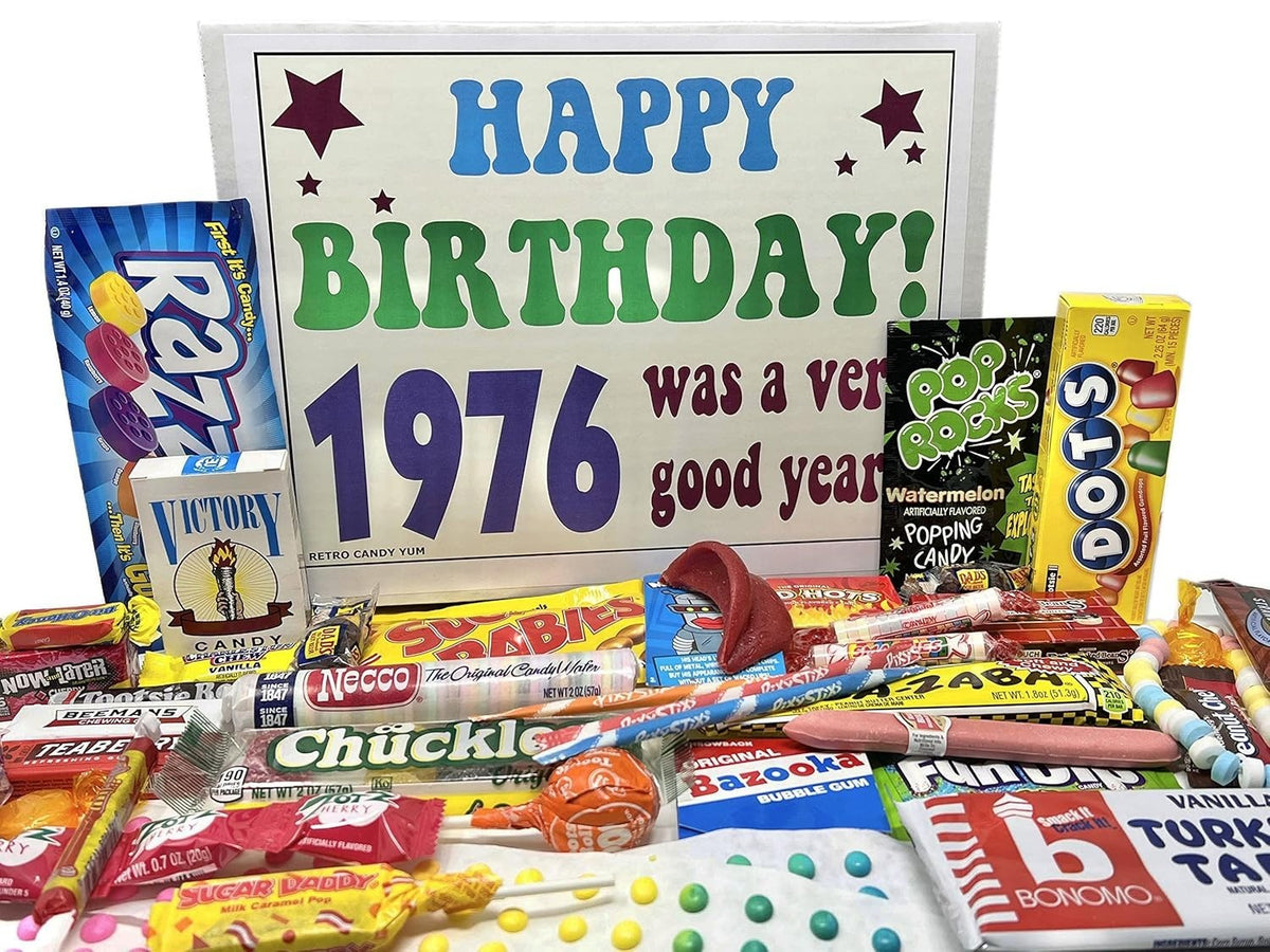 RETRO CANDY YUM ~ 1976 50th Birthday Gift Box Nostalgic Candy Assortment from - Candy Gift Boxes product image