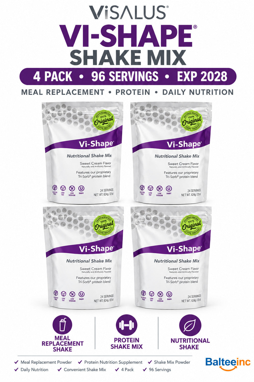 4x Visalus Vi Shape Shake Mix (96 Servings) (4 PACK) Exp 2028 - Protein Supplements product image