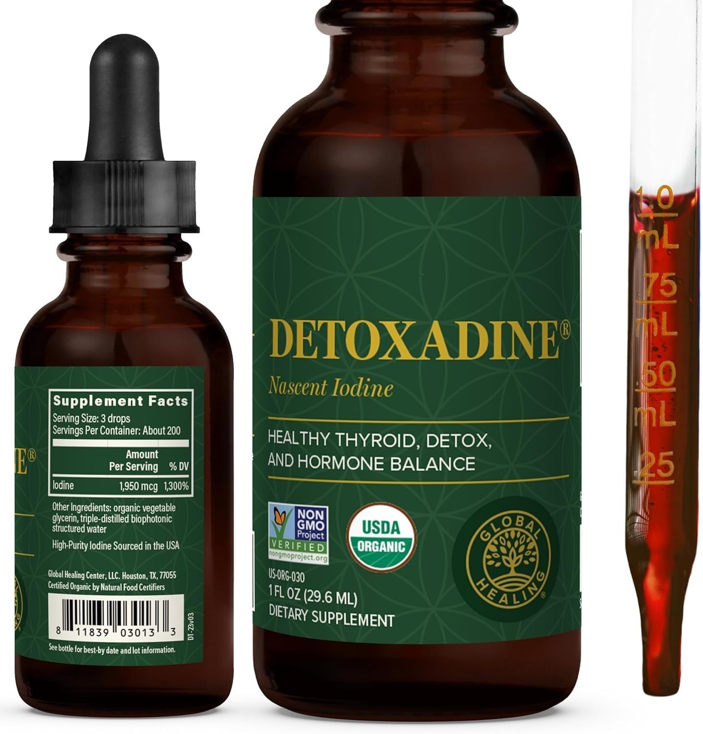 Global Healing Detoxadine, Organic Nascent Iodine Supplement For Thyroid Support - Iodine Supplements product image