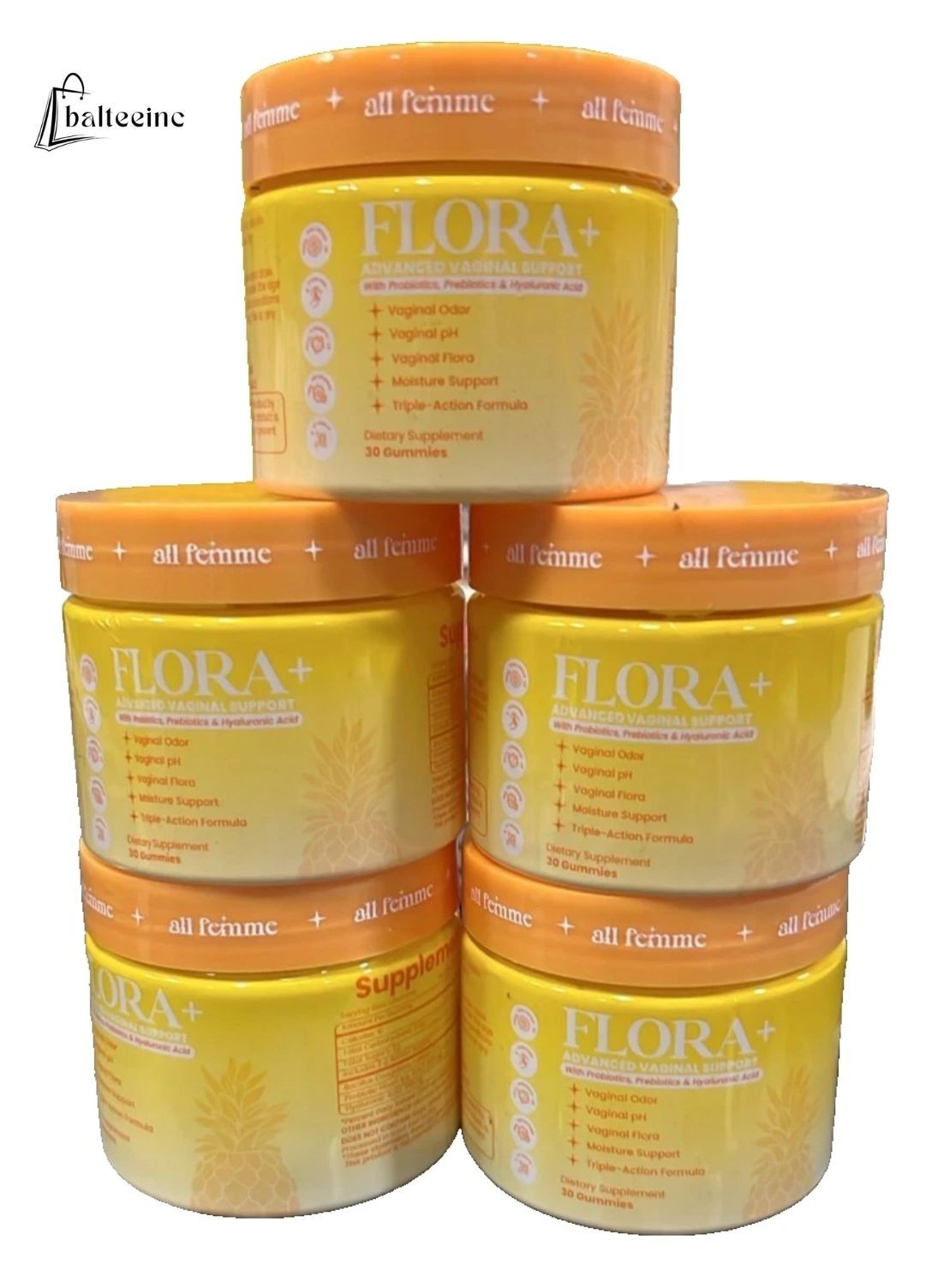 5x Flora Plus Gummies, Advanced Vaginal Support, Vaginal Health Gummies, Ph - Vaginal Probiotic Supplements product image