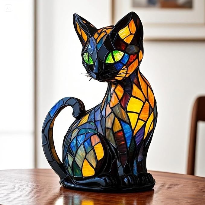 Dogs Cat LED Lamp Stained Lamp Resin Tabletop Night Light Glow Decoration - Table Lamps product image