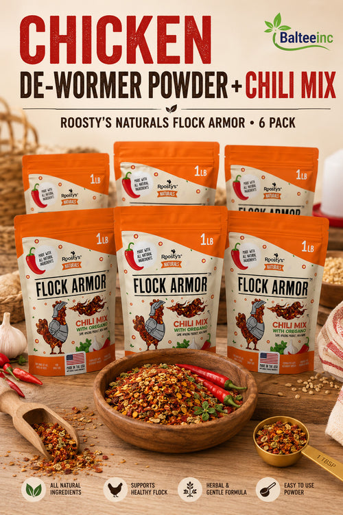 6X Roosty's Naturals Flock Armor Chicken Chili Mix De-Wormer Powder 1LB - Poultry Deworming Supplements product image