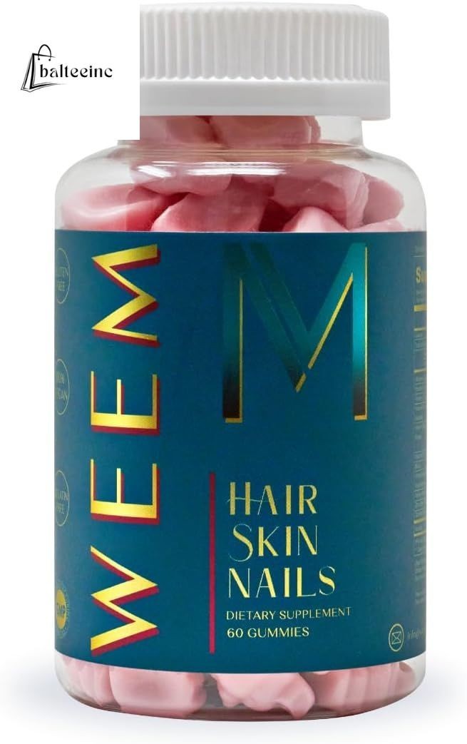 WEEM Hair Skin and Nails Gummies - Supports Healthy Hair - Vegan biotin Vitamins - Hair Growth Supplements product image